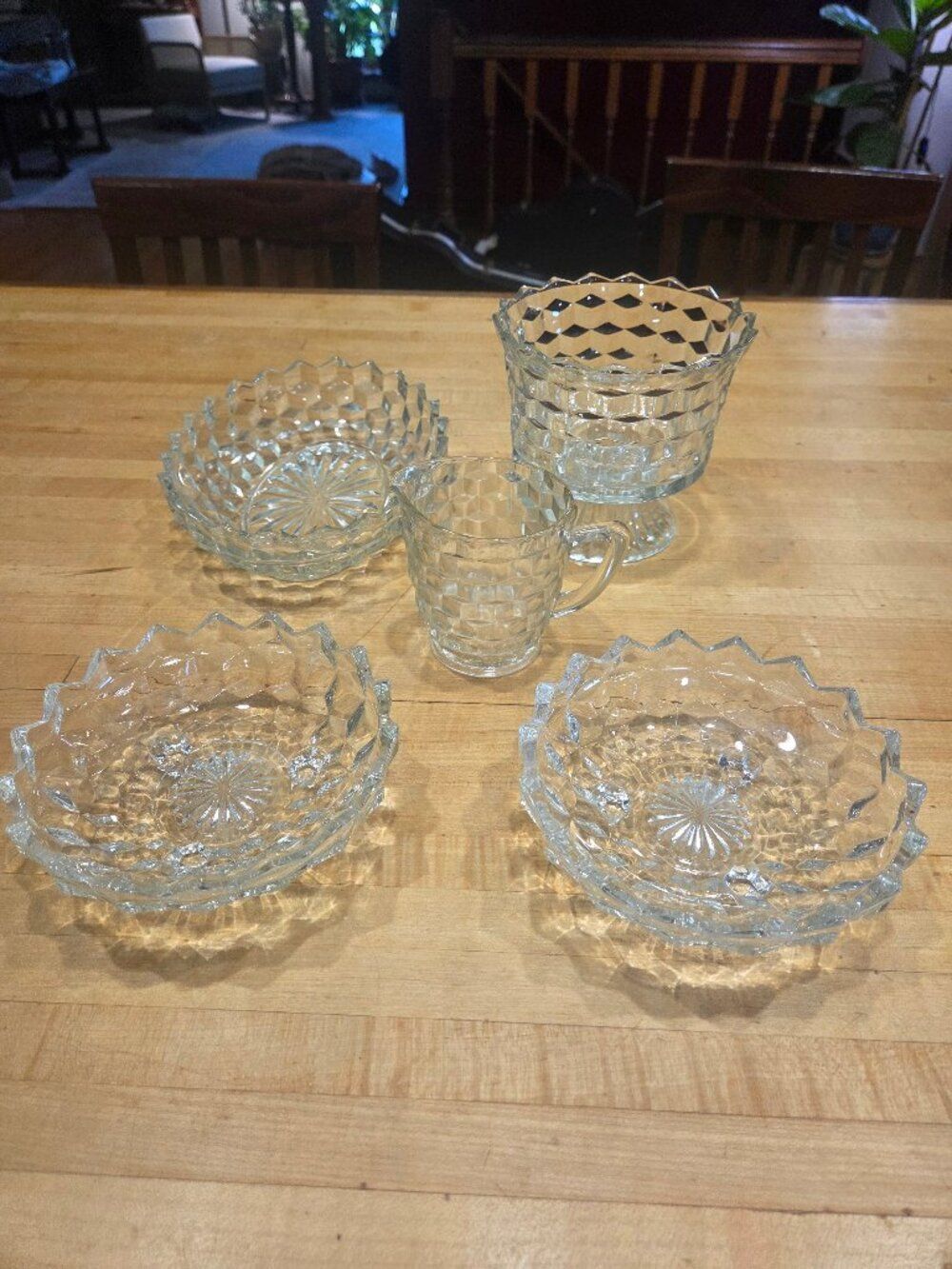 Vintage Fostoria American Clear Glass Serving Set 5 Piece